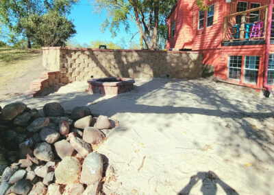 retaining wall, hardscaping, and fire pit | after