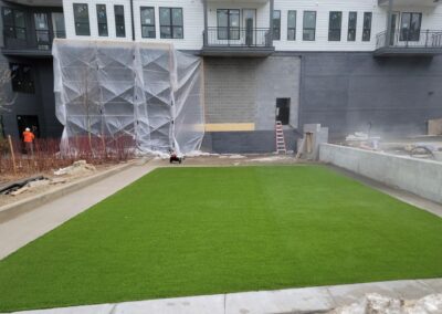 synthetic turf in commercial courtyard